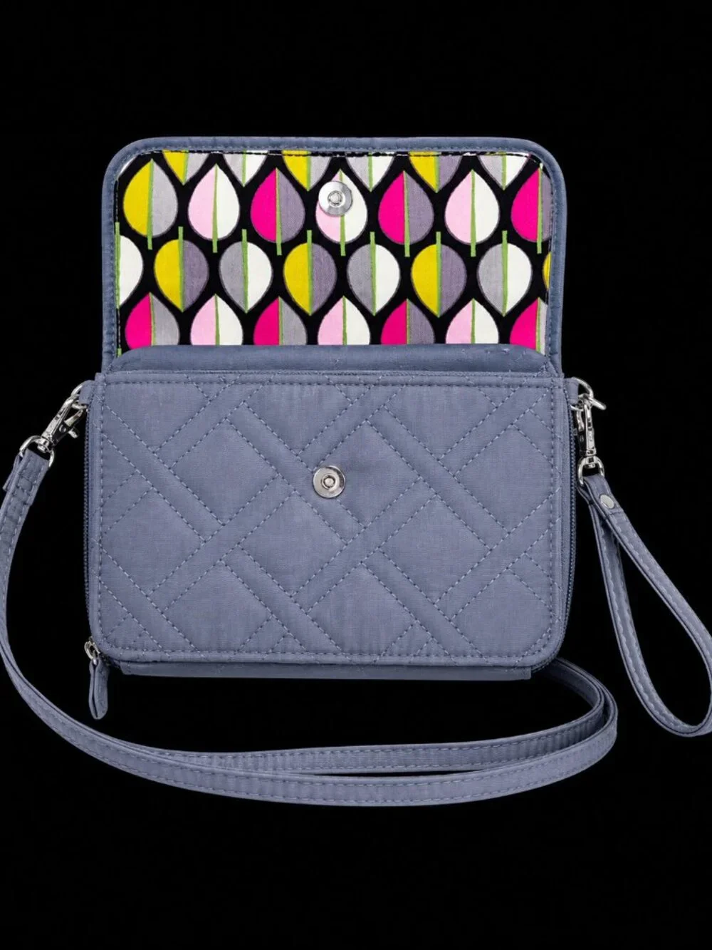 Vera Bradley Gray Quilted RFID All-in-One Crossbody Wallet Wristlet